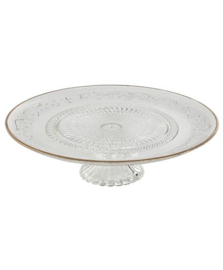 Plato Cristal Borde Dorado