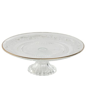 Plato Cristal Pie Borde Dorado