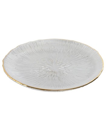 Plato Cristal Borde Dorado