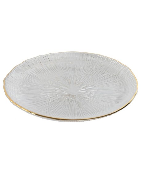 Plato Cristal Borde Dorado