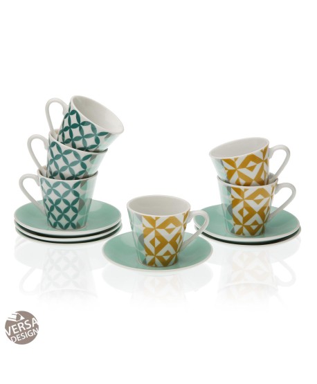 Set 6 Tazas Cafe C/Plato Aqua