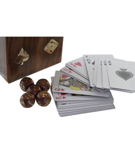 Juego Cartas/Dados Caja Madera