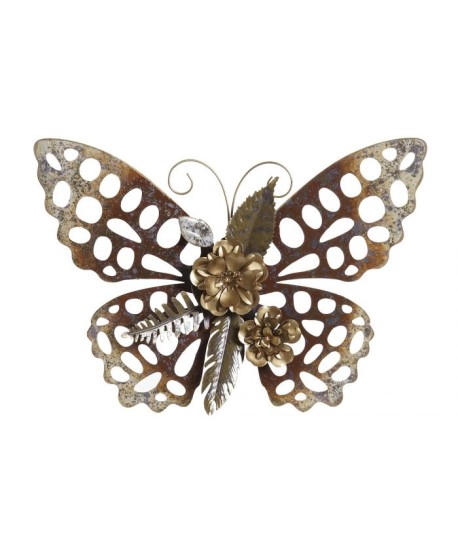 Mariposa Pared Metal Dorada