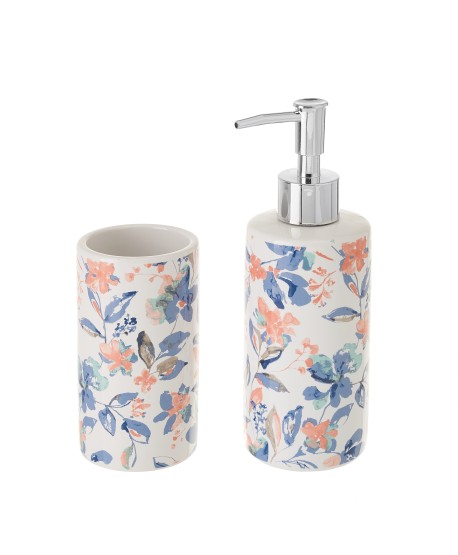 Set Baño Floral Ceramica