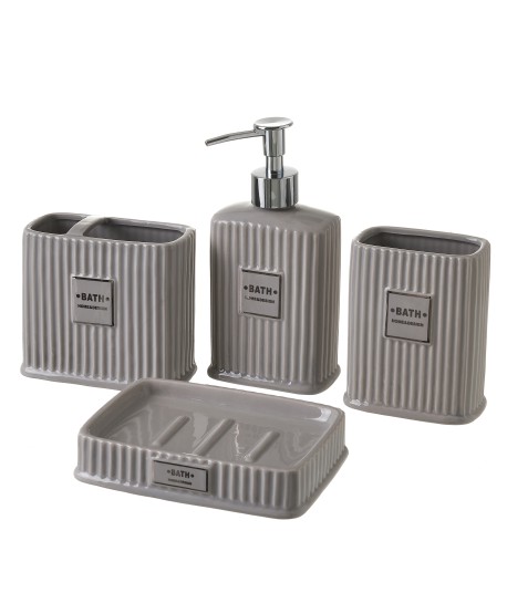 Set Baño Ceramica Gris